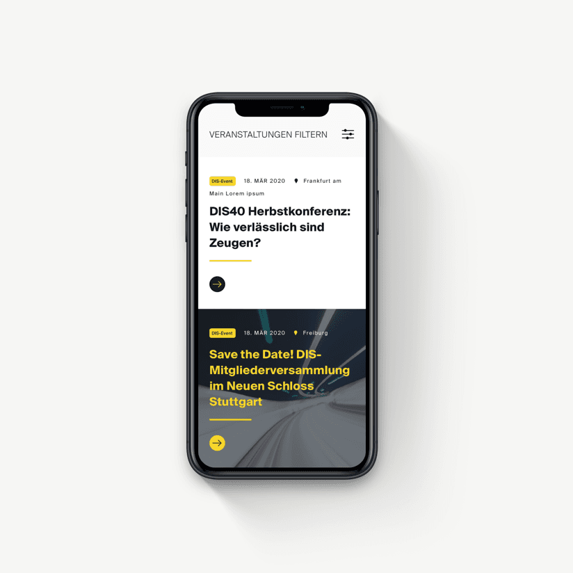 mobile Ansicht der Website