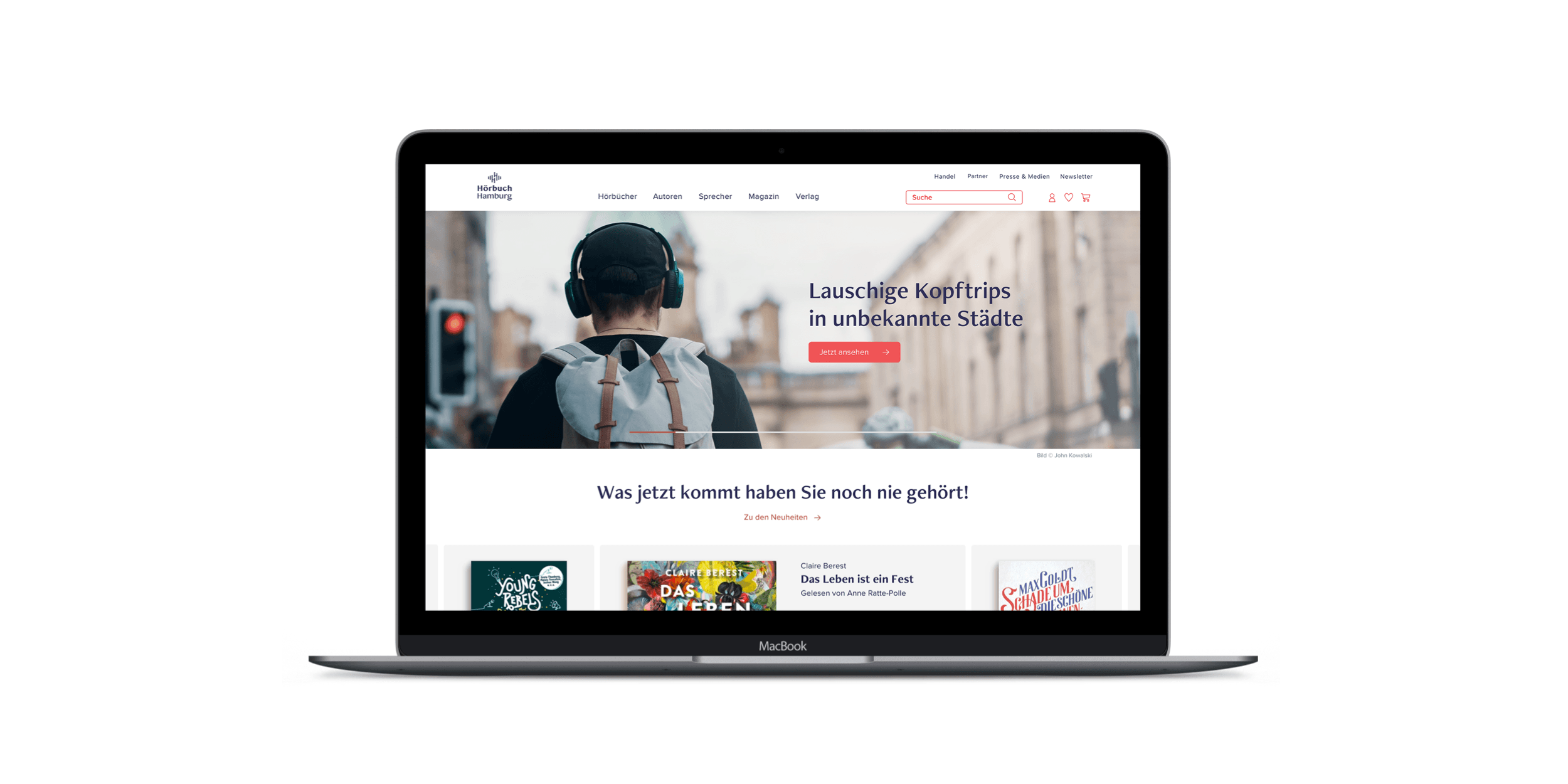 Ansicht Startseite Desktop im Laptop Mock-Up