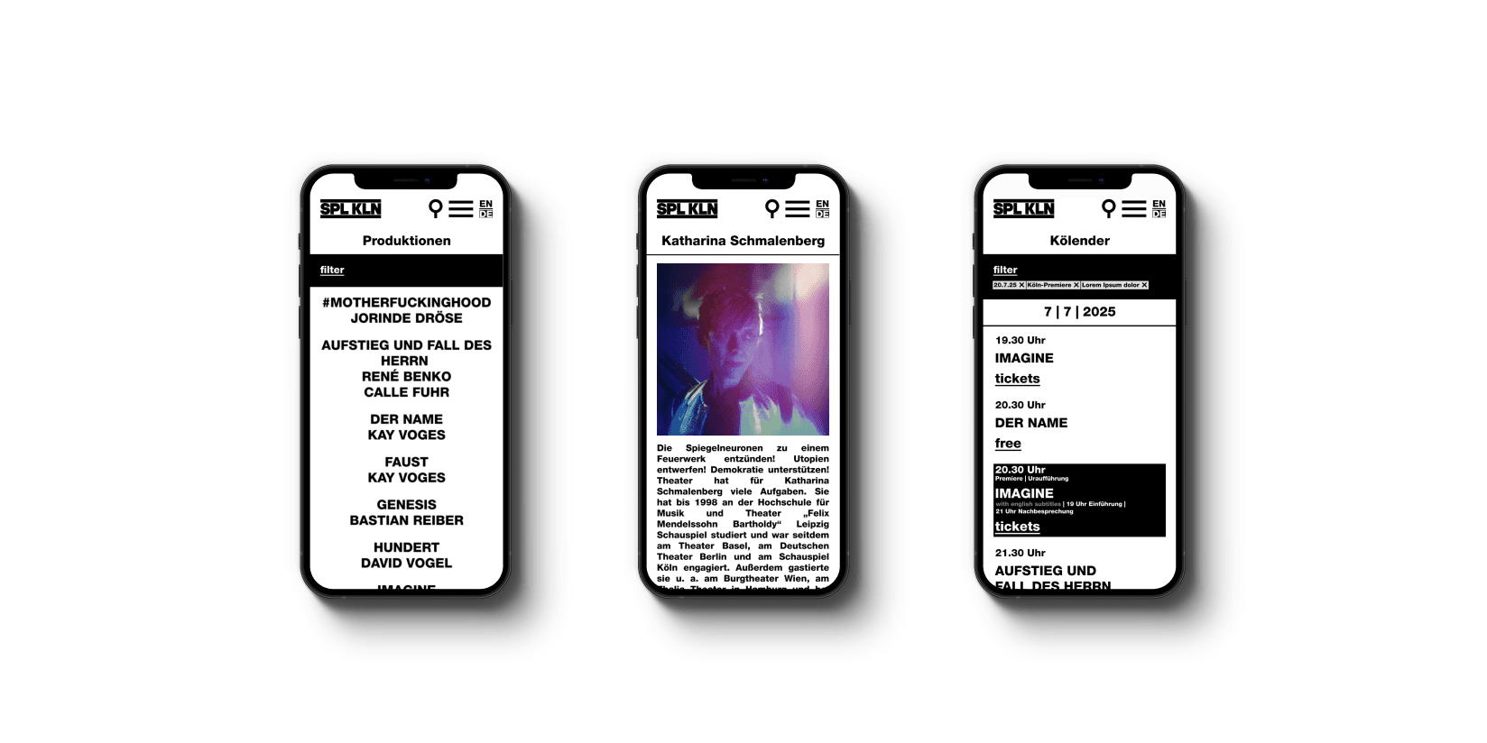 Mobile Mock-ups mit mobilen Designs vom Projekt.